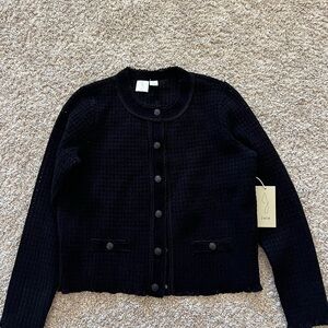 Joie structured black button front cardigan NWT